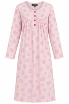Cocodream - Klassiek nachthemd dames - Lange mouw - Roze Alloverprint - Lang model - Maat S