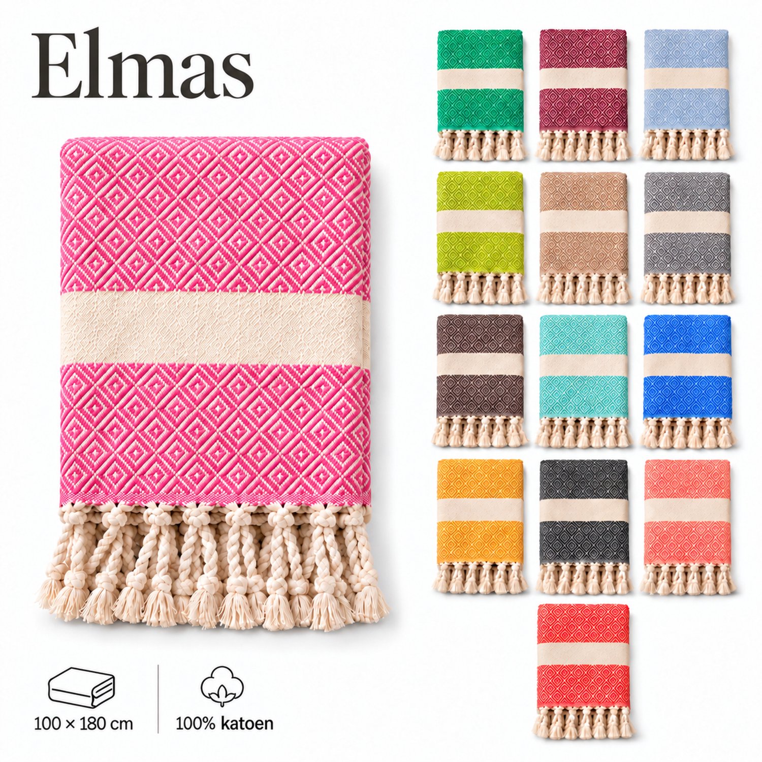 100% Natuurlijke Katoenen Elmas Peshtemal Badhanddoek Turkse Handdoek Hammam Strandlaken