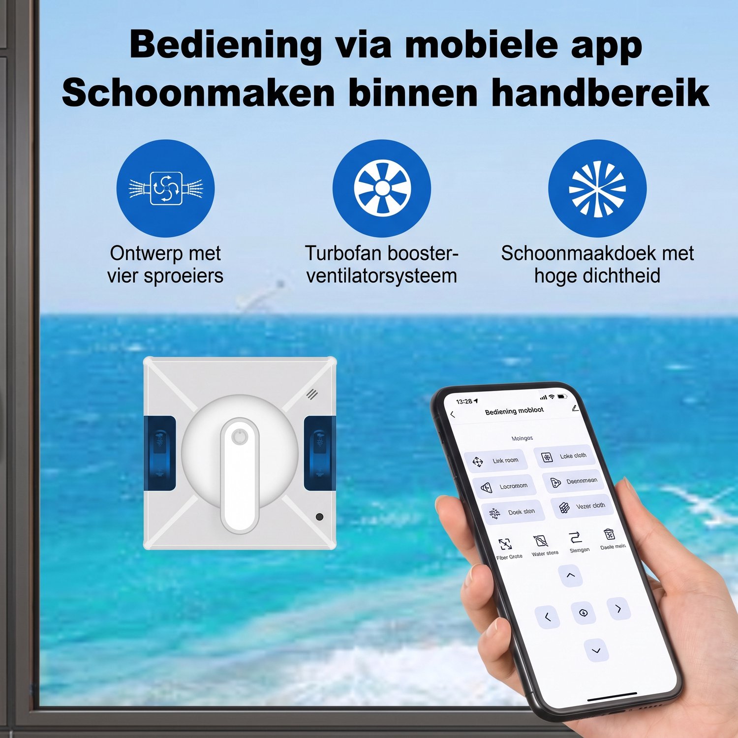Tremeo Robot Ramenwasser - Raamrobot - Elektrische Ramenwasser - Auto waterspray - 3000 Pa Zuigkracht - App & Afstandsbediening thumbnail 3