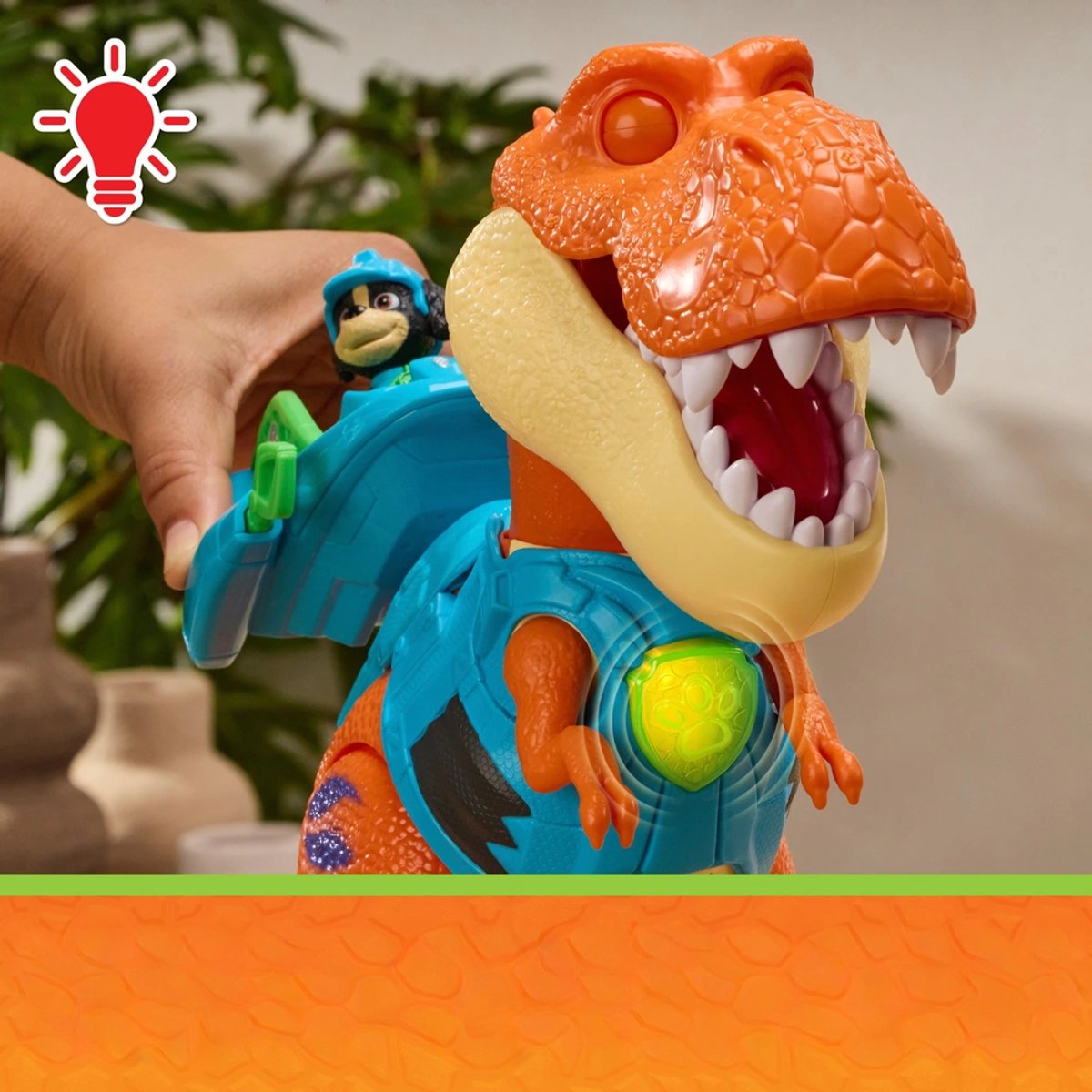PAW Patrol - T-Rex Timmy met Licht en Geluid + Rex Figuur - Hoogte 25 cm - Paw Patrol Speelgoed vanaf 3 Jaar - Paw Patrol Dino Movie - Dino Film - Dinosaurus Speelgoed - Dinosaurussen - T Rex Figuren — cadeau in Spellen & Speelgoed - foto 4