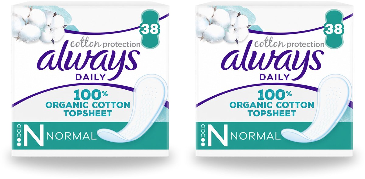 2 x Always - Inlegkruisjes - Normal - Cotton Protection - 38 Inlegkruisjes - Bulkverpakking - 2 stuks