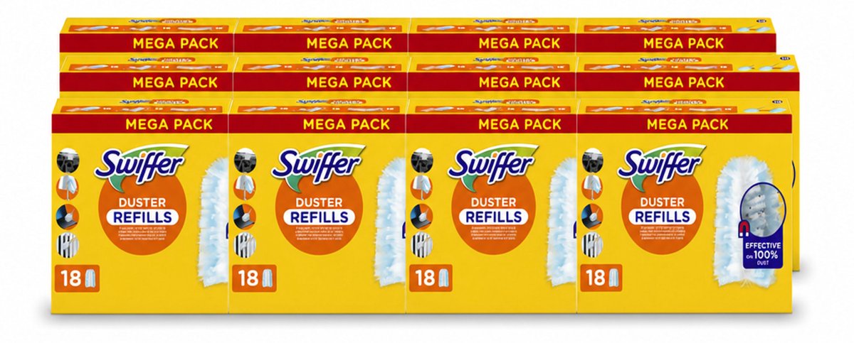 12 x Swiffer - Duster – Voor Stofwisser – 18 navullingen - Voordeelverpakking - 12 stuks