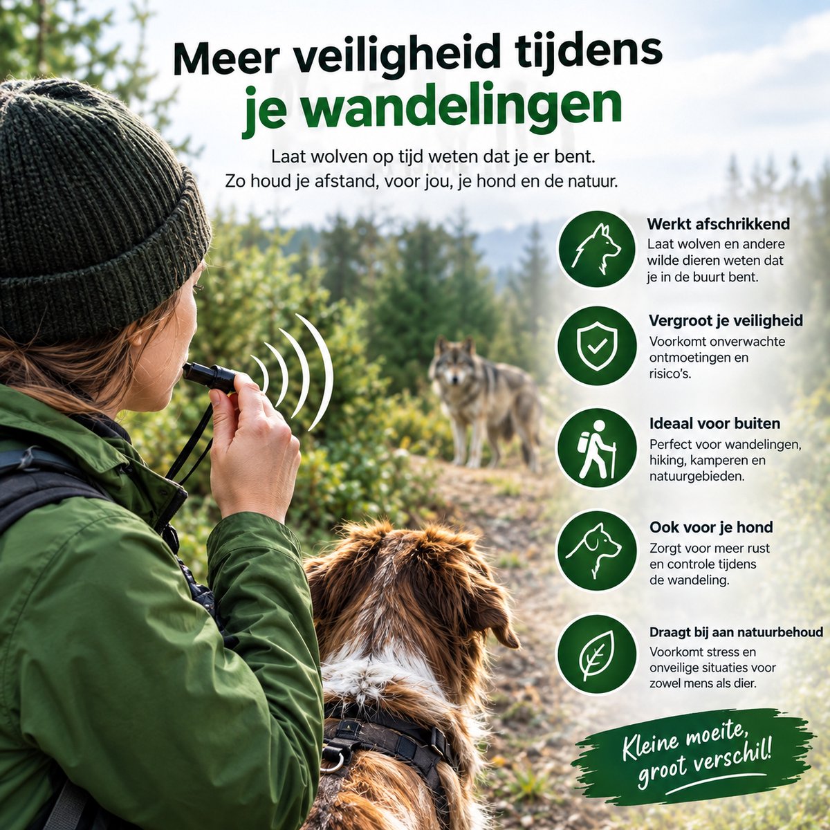 Currero Wolvenfluitje - Alarmfluit - 150 Decibel - Wolven Verjagen - Hondenfluitje - Terugroepfluit - Noodfluit - Sleutelhanger - Zwart
