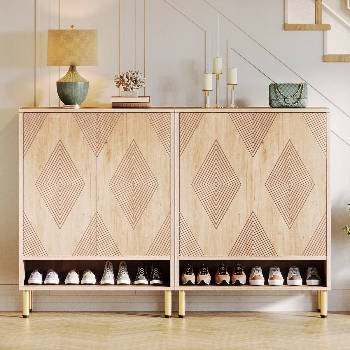 Schoenenkast - Voor Opslag van 24 Paar - Moderne Houten Organizer met Verstelbare Planken - Wood