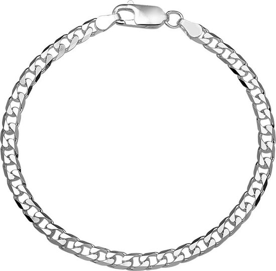 The Jewelry Collection - Armband Geslepen Gourmet 4,0 mm - Zilver