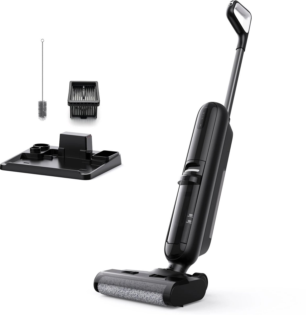 ITRONIQ Draadloze Vloerreiniger Nat & Droog – 16 kPa – Stofzuiger met Dweilfunctie – Zelfreinigend – 40 Min – Anti-Knoop – Zwart