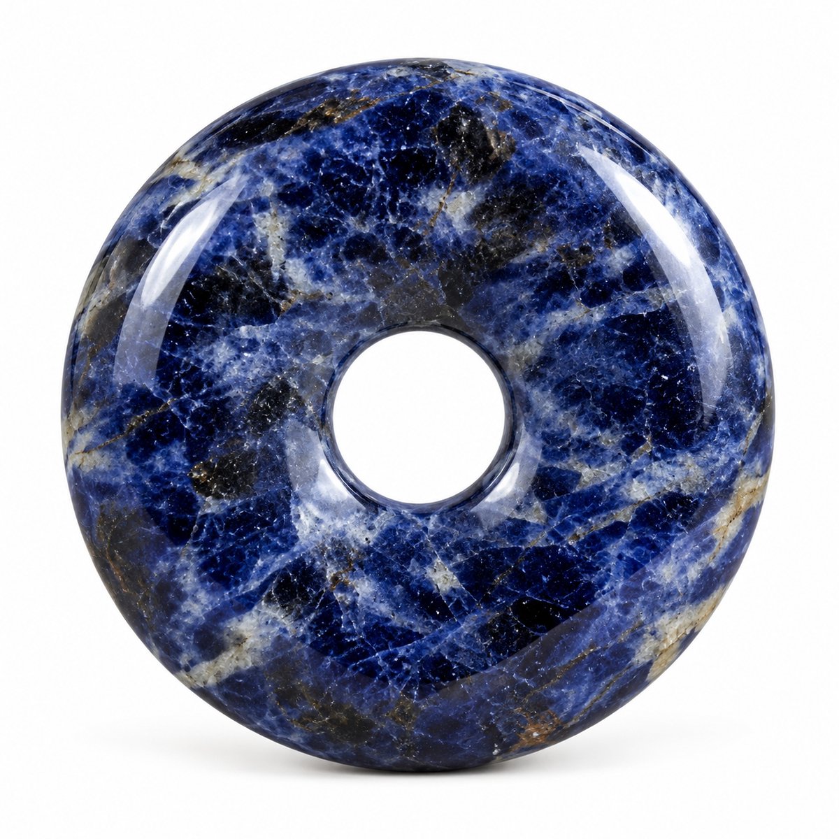 S4H® Sodaliet Donut Hanger – Gepolijste Edelsteen – 30 mm – Blauwe Natuursteen – Inzicht, Rust & Communicatie