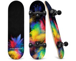 Suotu Skateboard - 80x20cm - ABEC-9 - 95A - schokabsorptie - Jongens - Meisjes - Volwassenen Skateboards