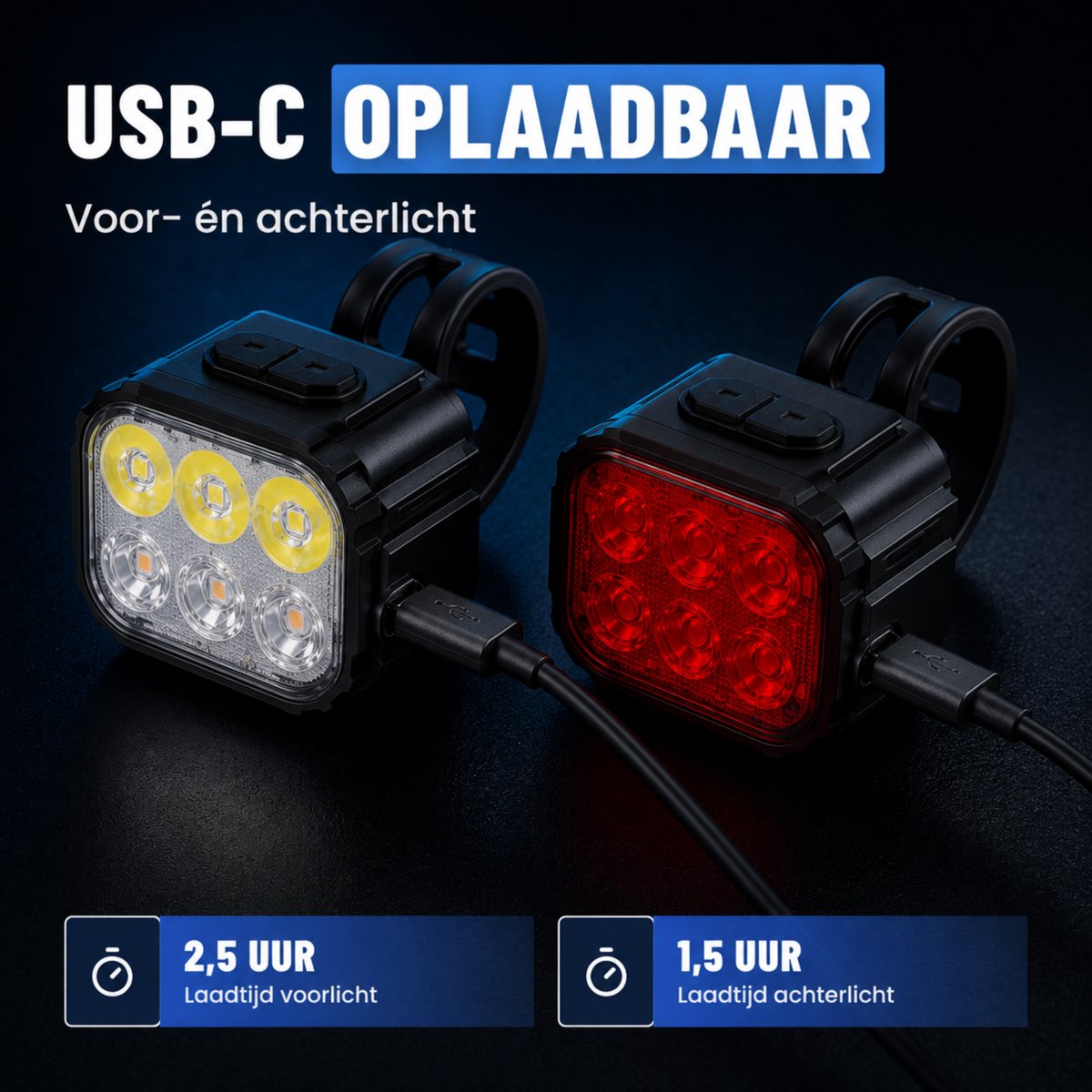 Disciplined SE Fietslampjes LED DRIVE - Fietslamp Set Voorlicht & Achterlicht - Fietsverlichting USB-C Oplaadbaar - IP65 Waterdicht thumbnail 3