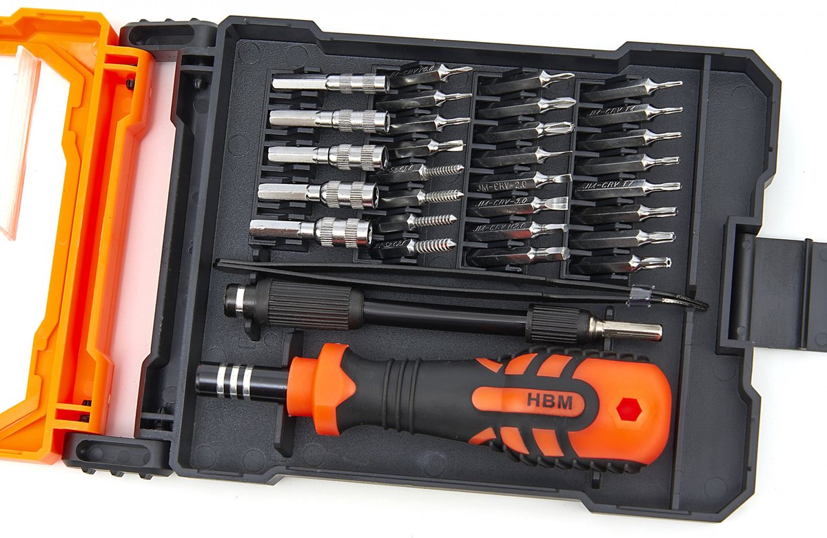 HBM Precisie Schroevendraaierset 34-delig - Sleufkop, Hex, Pentalobe, Philips, Torx, Schroefverwijderaar, Spanner, Spline, Triwi