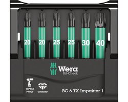 Wera 05057693001 6-delige Bit-Check 6 Impaktor 1 Bitset - Torx