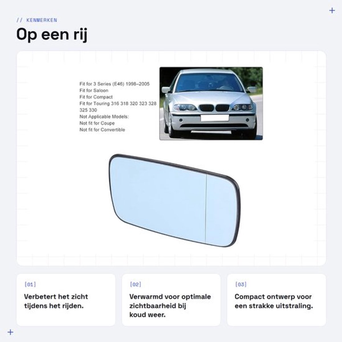 Golden crown - Externe achteruitkijkspiegel - Glazen coupé - Compact ontwerp