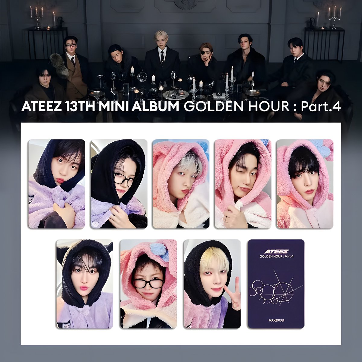 KPOP 8pcs/set ATEEZ Golden Hour Part.4 Photocard Pastel Loungewear [Fotokaarten]