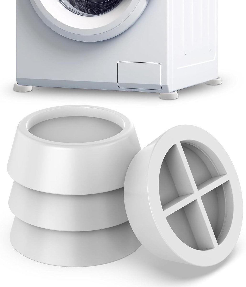 Anti vibratiematten wasmachine - Wit - Ø 6,5 x 4,6 x 2 cm - Rubberen trillingsdempers voor huishoudelijke apparaten