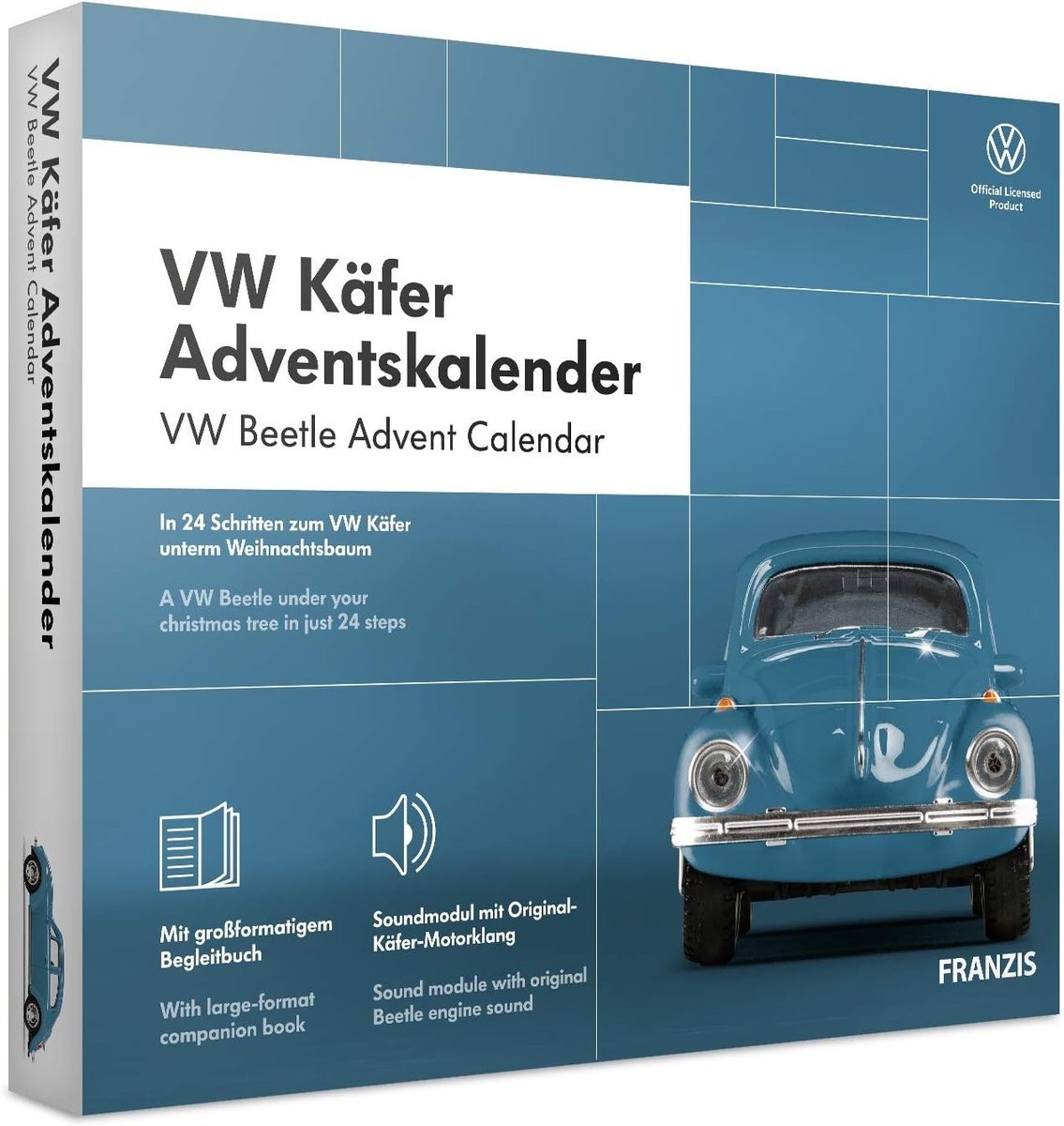 Adventskalender - Blauw - Standaard - Bouwpakket met Geluidsmodule - Voor Autoliefhebbers
