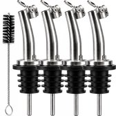 BARVANO® Premium Schenktuitjes met Sluiting - Set van 4 - Inclusief Schoonmaakborsteltje - Schenkdoppen voor drankflessen - Schenktuit Olijfolie & Wijn