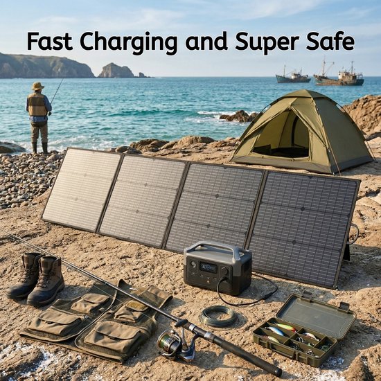 MHPOWOS 220W Opvouwbaar Zonnepaneel, Monokristallijn ETFE, IP67 Waterdicht met steunen, voor draagbare krachtstations, camper en kamperen — afbeelding 3