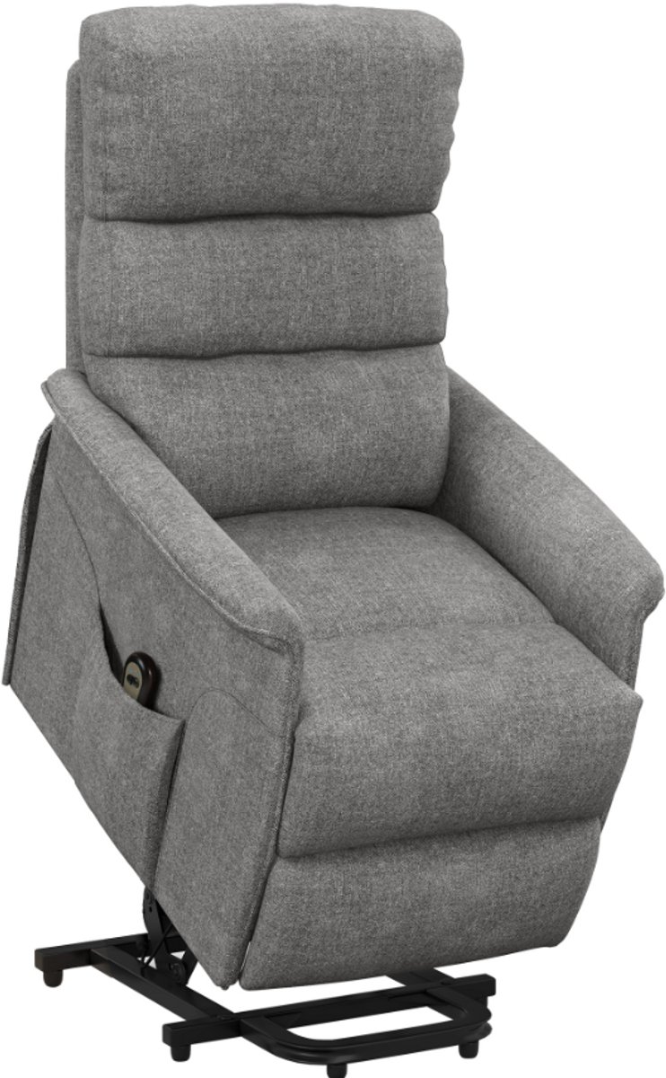Homcom Sta-opfauteuil Elektrisch - Relaxstoel met Verstelbare Rugleuning & Voetensteun - Voor Senioren grijs