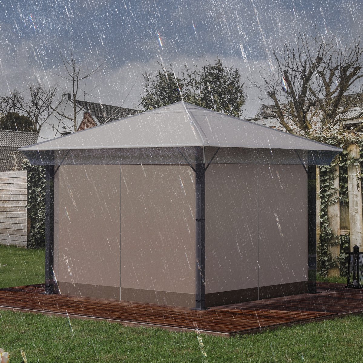 MODFU - Paviljoendak - Waterdicht - Reservehoes Met Trekkoord - Kunststof - Transparant - 3x3 M
