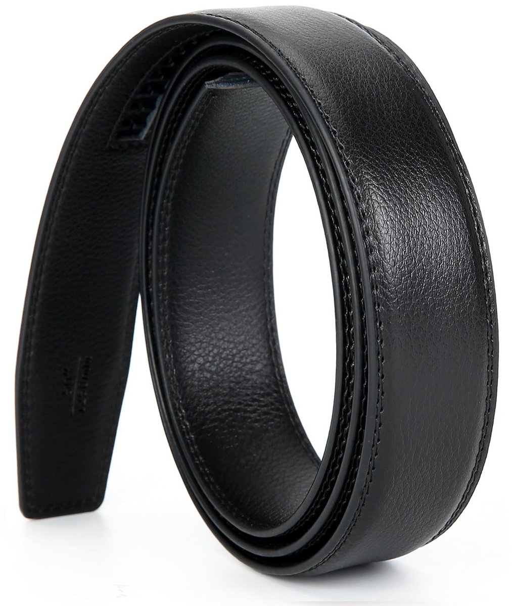 Elzusha - Heren Riem - Automatische Ratchet - Leer - Zwart 3 cm breed