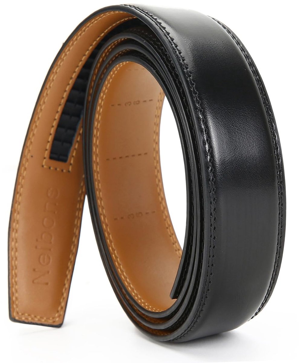 Elzusha - Heren riem ratchet automatisch zonder gesp - 30 mm breed - Zwart