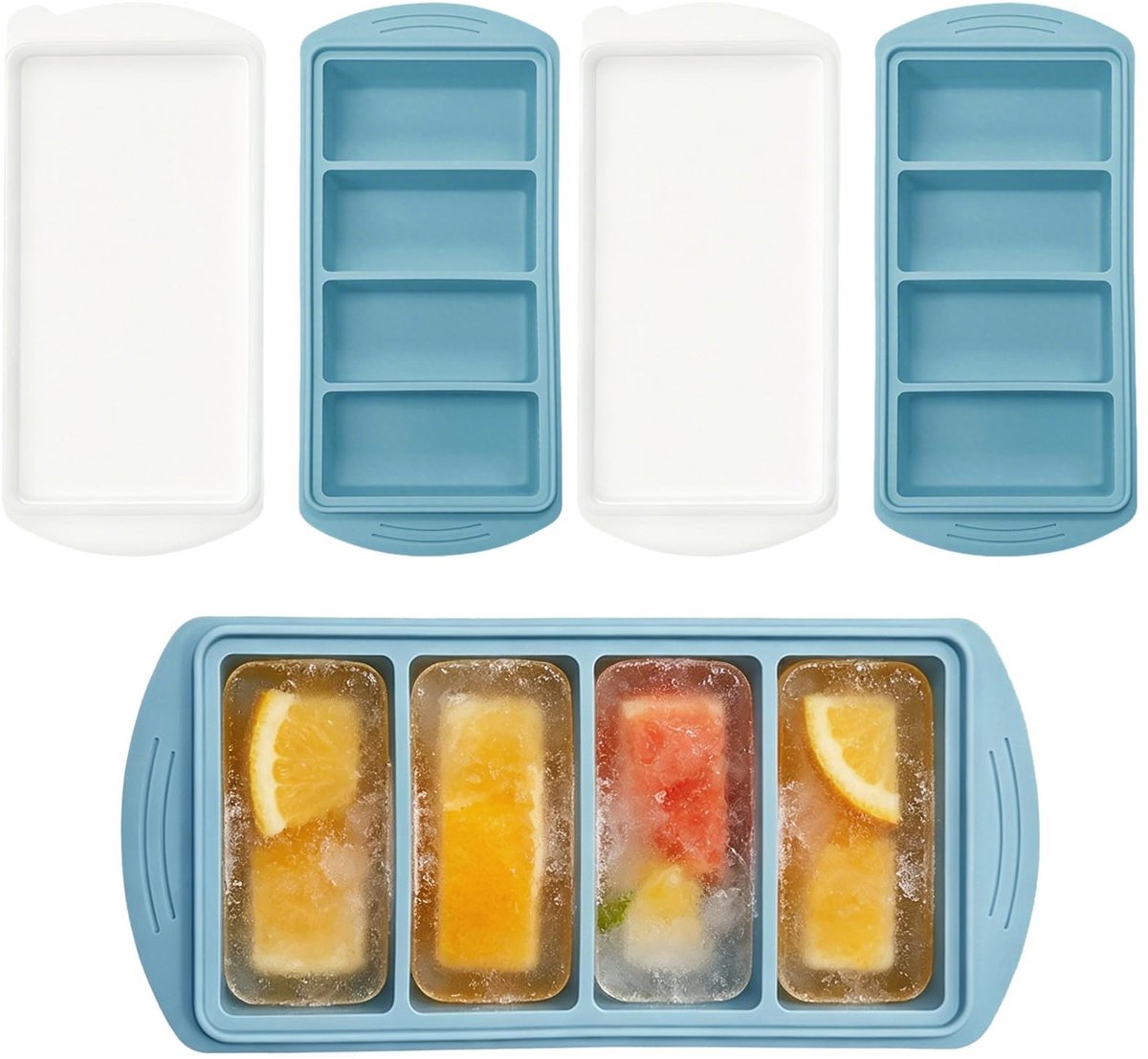 Elzusha - Silicone Vriezer Mould met Deksel, 1 Set van 4 x 250ml