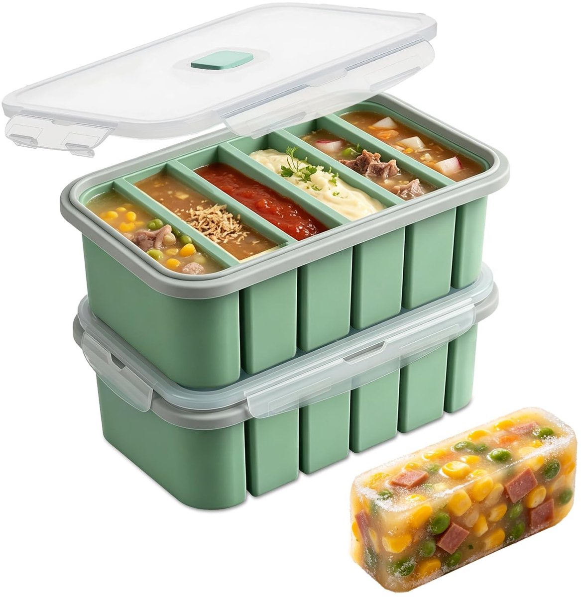 Elzusha - Set van 2 Silicone Vrijzercontainers met Deksel
