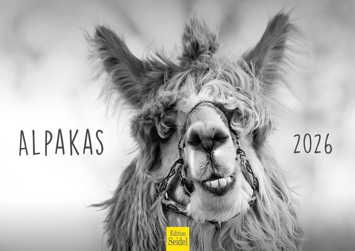 Elzusha - Muurkalender Alpaca 2026 - A4 formaat met prachtige dierenbeelden