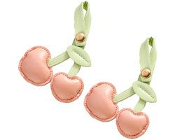 Elzusha - 2 Stuks Cherry Tas Charms - Roze Leer