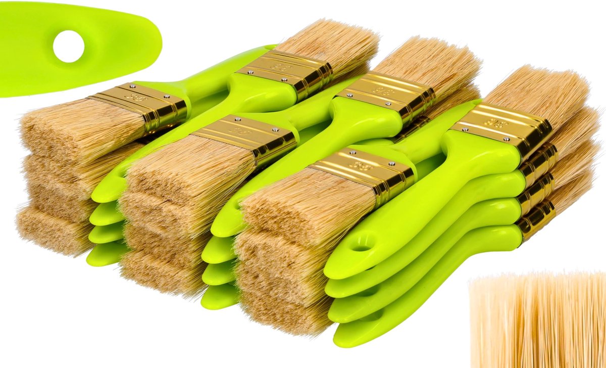 Elzusha - Set van 24 Platte Kwasten - 36 mm - Natuurlijke en Synthetische Haren