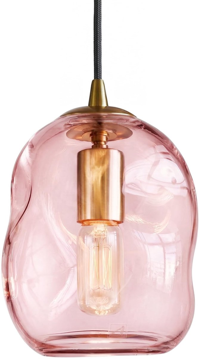 Elzusha - Wavy Glass Hanglamp met E27 Fitting en Gouden Accent