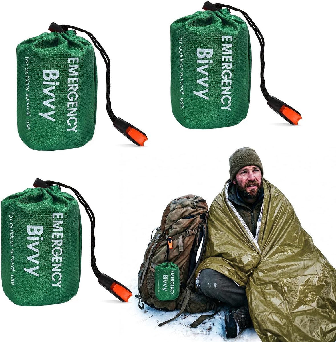 Nooddeken voor Overleving, Thermodeken, Ultralichte Slaapzak, Waterdicht en Warm voor Buitenactiviteiten