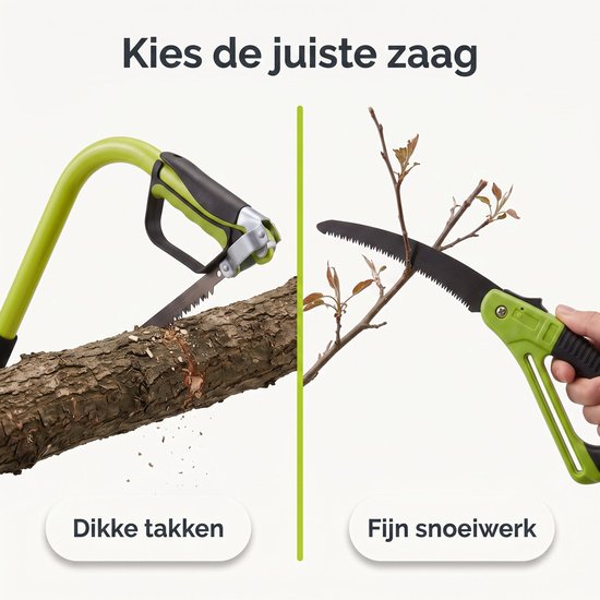 Cheqo® Takkenzaag Set van 2 - Beugelzaag - Snoeizaag - Boomzaag - Takkenzaag - Handzaag - Opvouwbare Zaag - Inklapbare Zaag - Boogzaag - IJzerzaag - Houtzaag - Tuinzaag - Vouwzaag - Tuingereedschap voor Takken Snoeien - Zaag - Groen — afbeelding 3