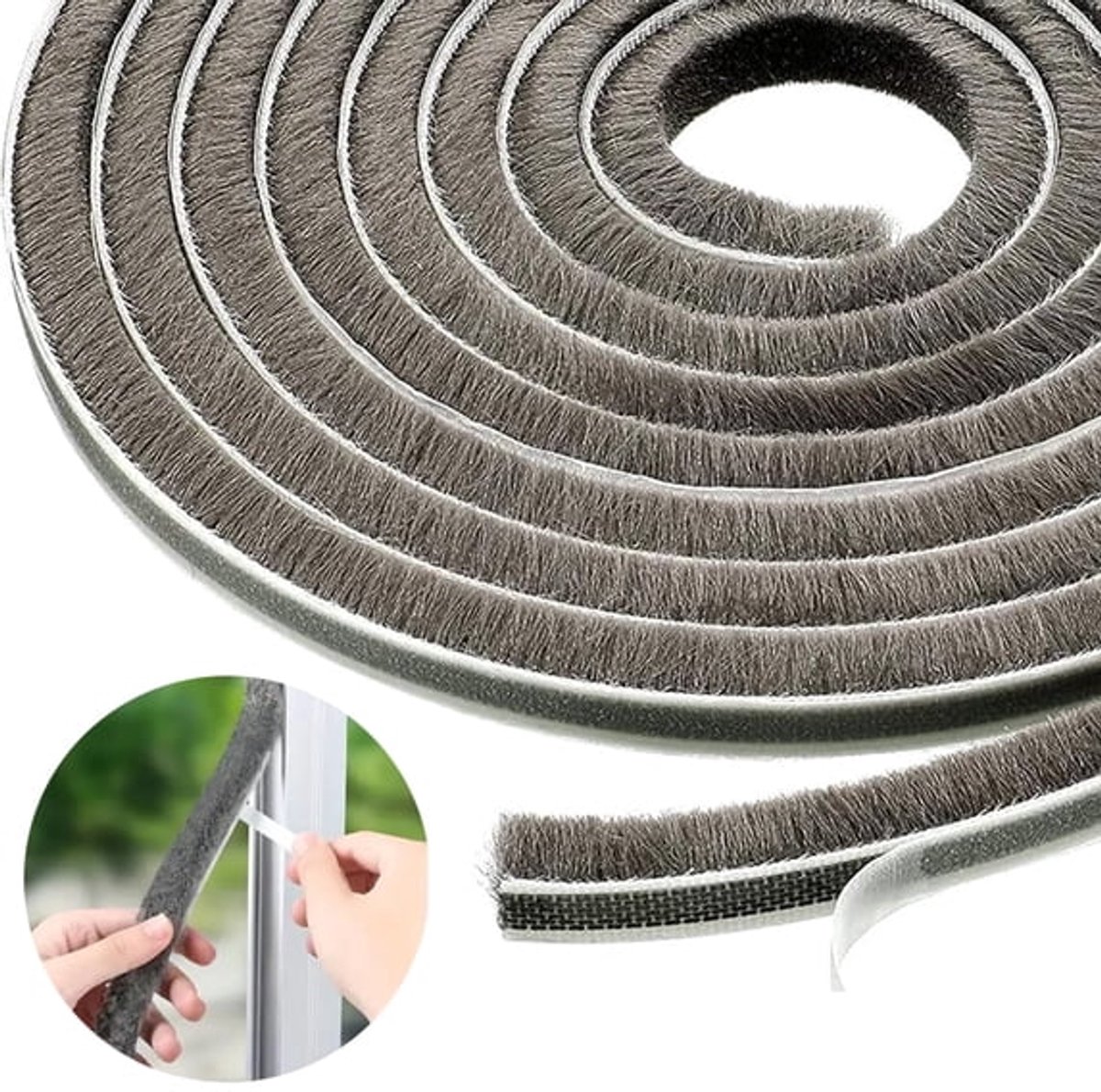 Zelfklevende afdichtingsstrips Geschikt voor deuren en ramen, 10 meter geluidsisolerende deurafdichtingsstrips, grijs
