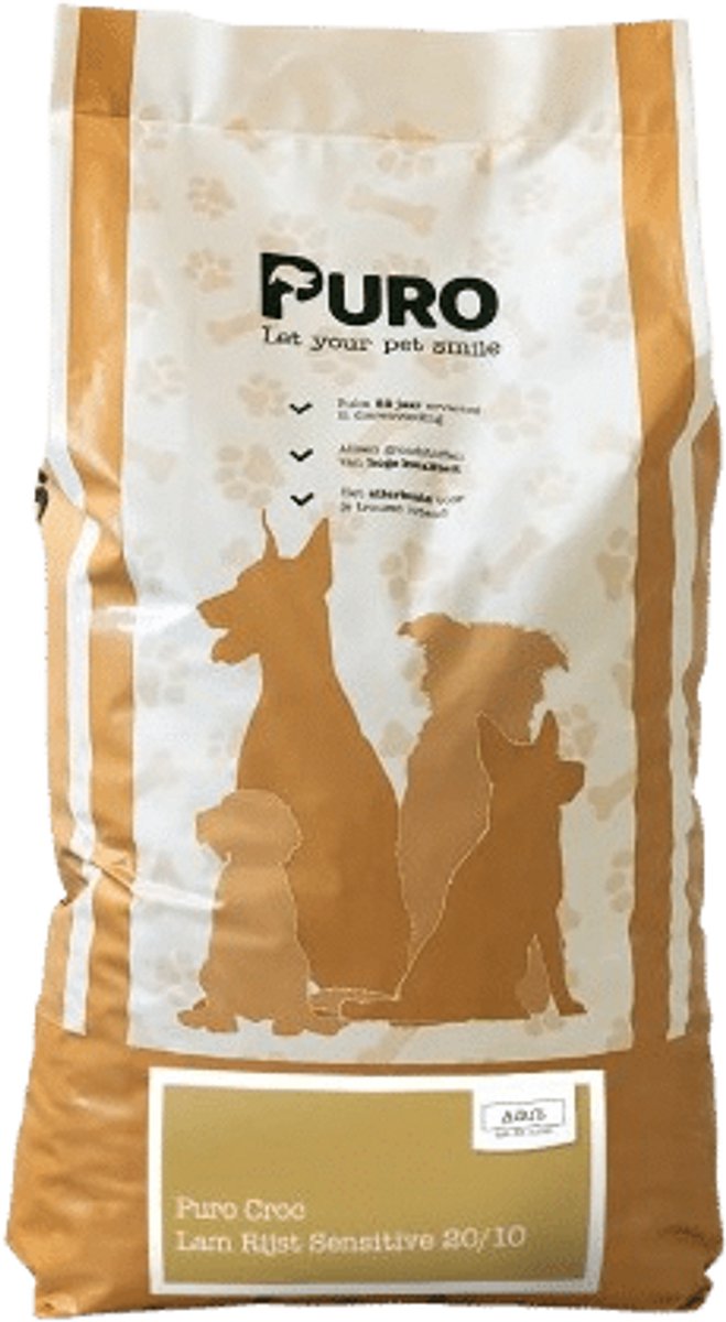 Puro Croc Sensitive - Lam Rijst 20/10 - 15 kg - Krokante hondenbrokken