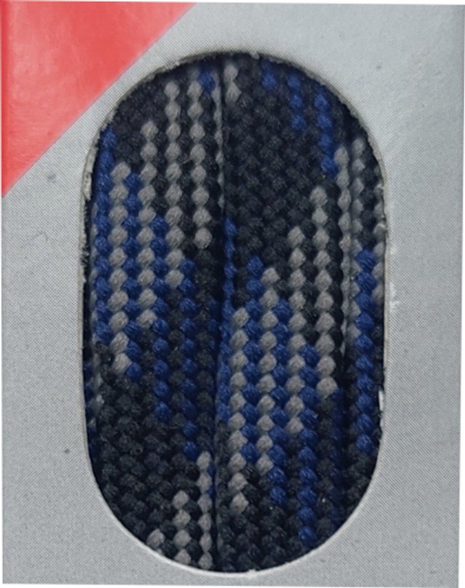 Bob Veter - Zwart/Blauw/Grijs - Plat - Lengte 180 cm - Breedte 9 mm - Bergschoen - Wandelschoen - Schoenveter