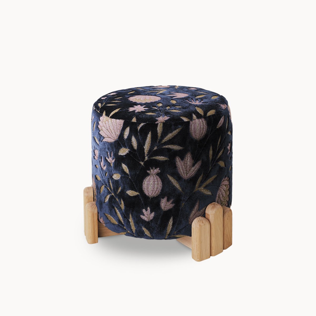 Your Little King Poef Little - Blooming Sky - Dutch Design - Handgemaakt in Nederland - Eikenhout