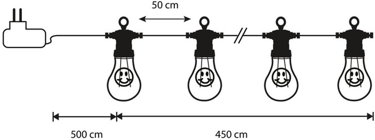 Luca Lighting Smiley LED Lichtsnoer Buiten - L450 cm - Geel