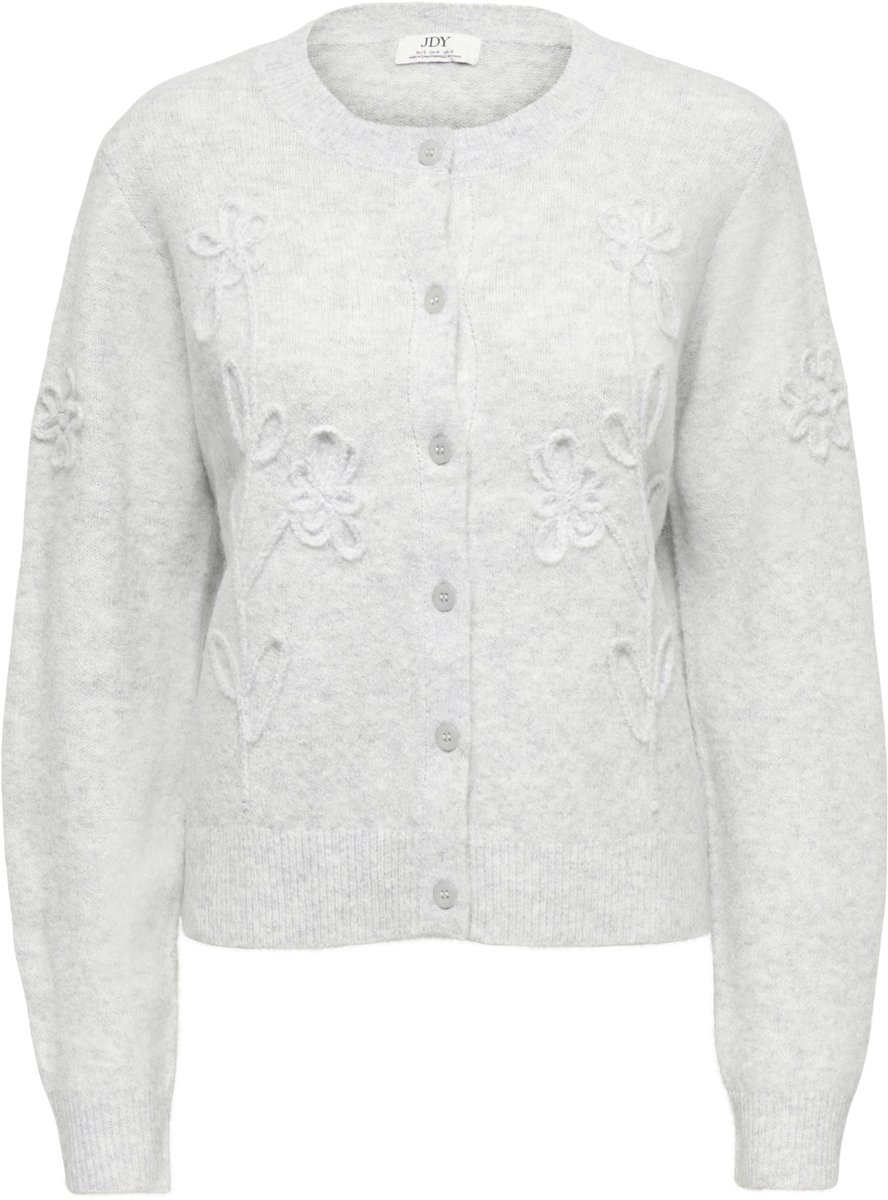 Jacqueline de Yong Vest Jdyfiola L/s Flower Cardigan Knt 15379767 Light Grey Melange Dames Maat - XS