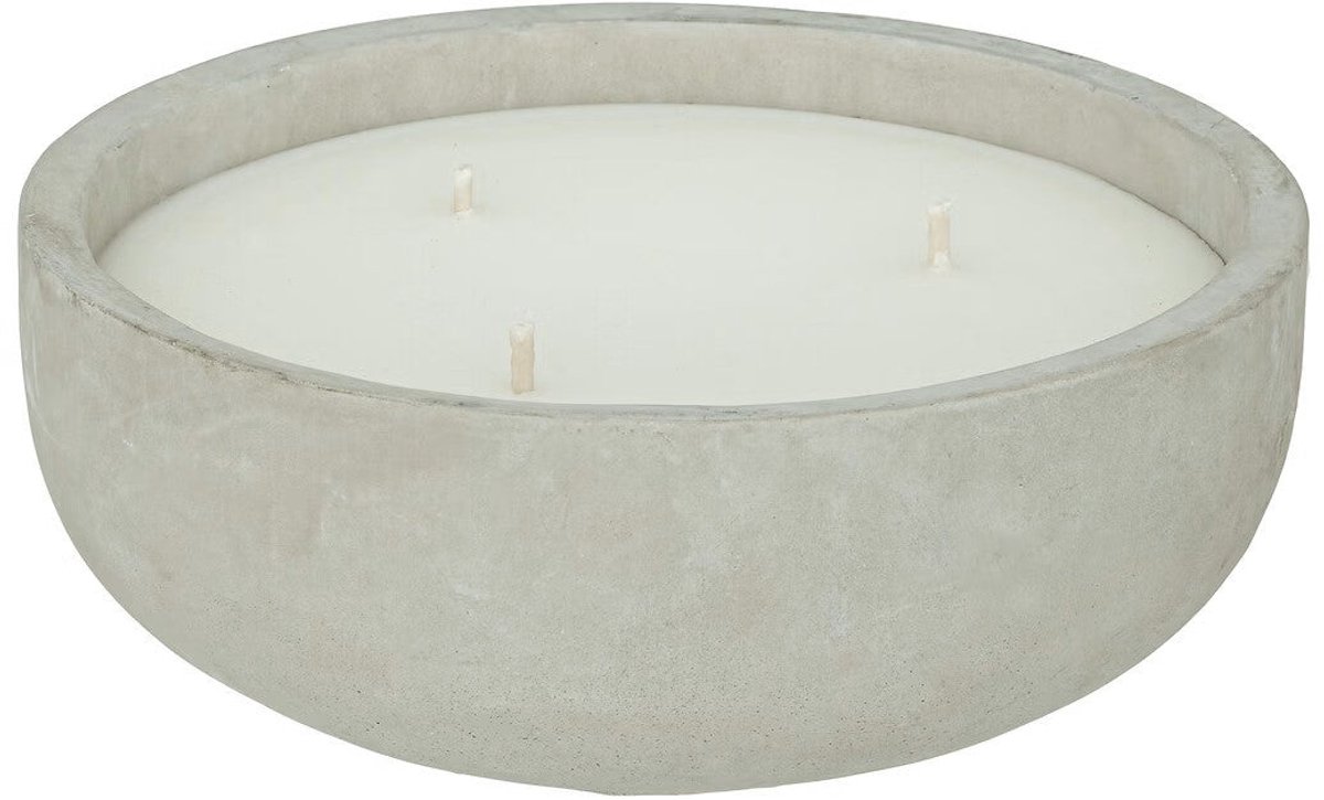 Atmosphera Ely citronellakaars 1597g - Ø30xH13cm - Pot van cement - Grijs
