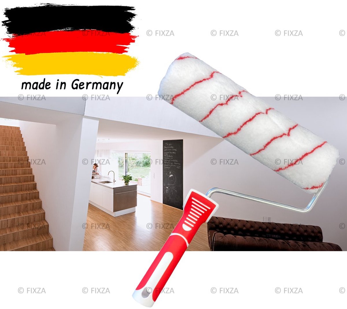 Muurverfroller 25 cm voor Witte Muurverf – Anti-Spat Laagpolige Roller – Comfortgreep – Hoogwaardige Schilderskwaliteit – Voor Muren & Plafonds Binnen
