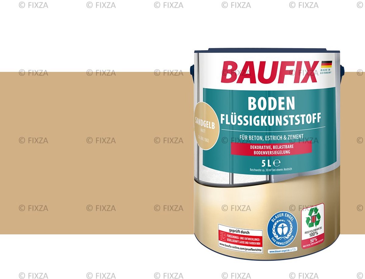 BAUFIX Vloercoating – Zandkleur – Mat 5L – Watergedragen Betonverf voor Binnen & Buiten – Slijtvaste Vloerverf voor Bijkeuken, Kelder en Balkon