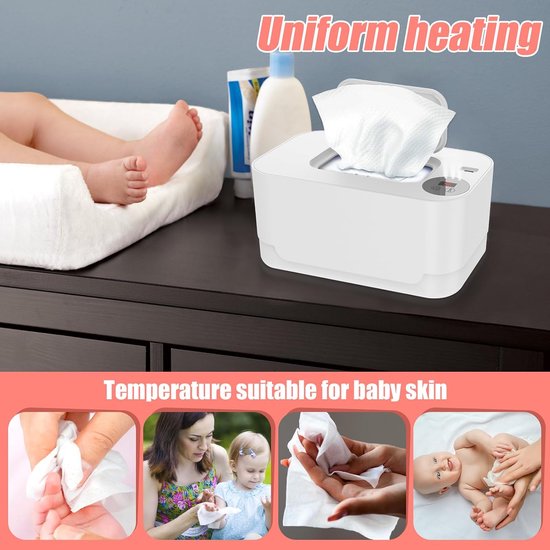 Babydoekjesverwarmer met LED-lampje - Wipes warmer - Snelle en Eerlijke Verwarming - Doekjes Warmer Dispenser - Comfortabel Luiers - Baby Verzorging - Babyverzorging - wit — afbeelding 5