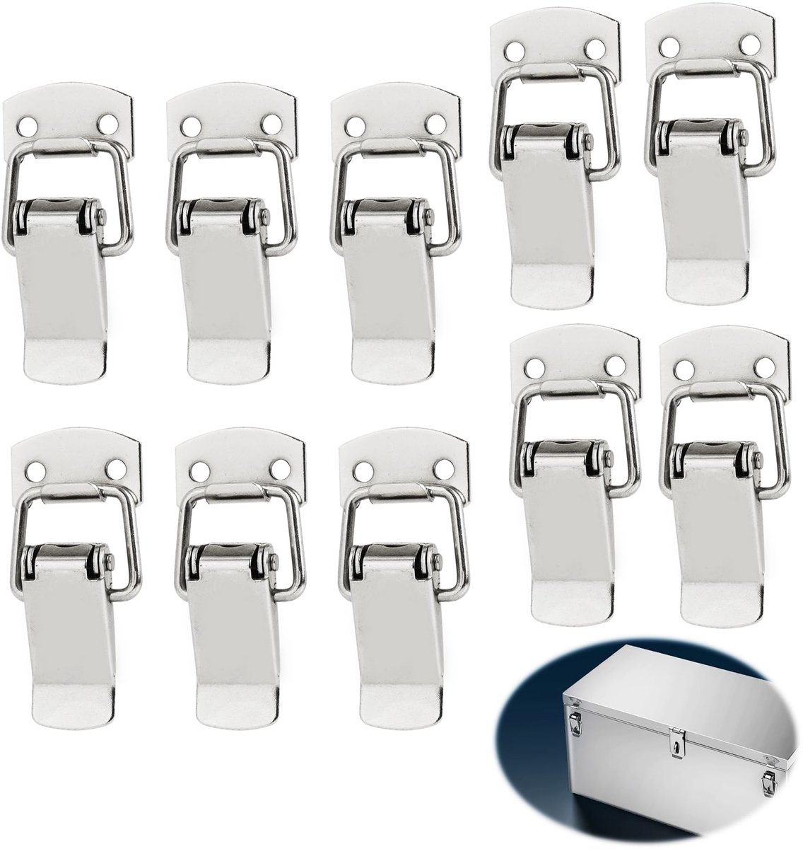 Spansluiting - Metalen Kistsluiting Roestvrij Waterdicht - voor Gereedschapskisten, Laden, Kasten en Kisten - 10 stuks 47 mm met 40 schroeven