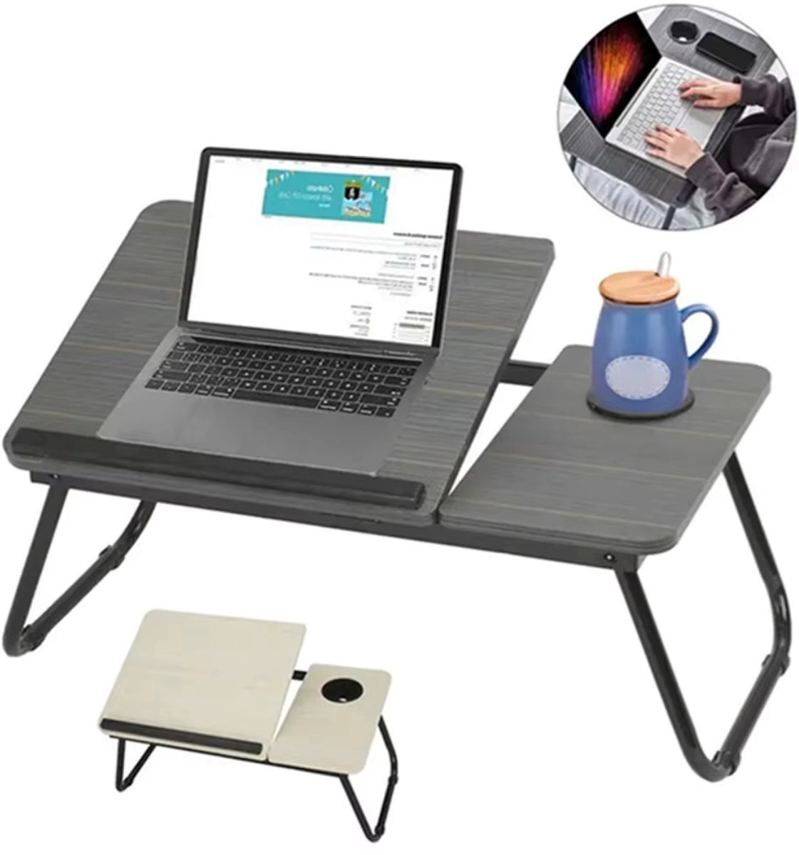 Opvouwbare Laptoptafel – Verstelbaar in 5 Hoeken – Bedtafel – 55 x 32 x 25 cm – Zwart