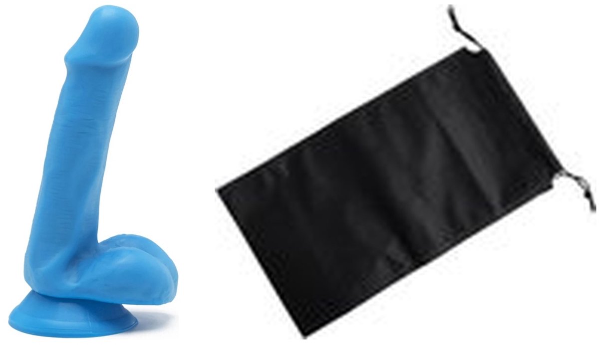 Sensationsdeluxe - Realistische Dildo met Balzak - Dildo Blauw - 15 cm - Dildo met Zuignap - Sex speeltje voor Mannen Anaal - en voor Vrouwen en Man - Dildo Zakje