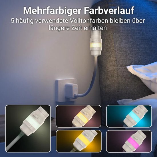 Kindvriendelijk, dimbaar LED-nachtlampje met sterrenhemelprojectie – 2-in-1 sterrenhemellamp, 360° flexibele verstelling, USB-slaaplampje met sterrenhemeleffect, inclusief 6 projectieslides. — afbeelding 4