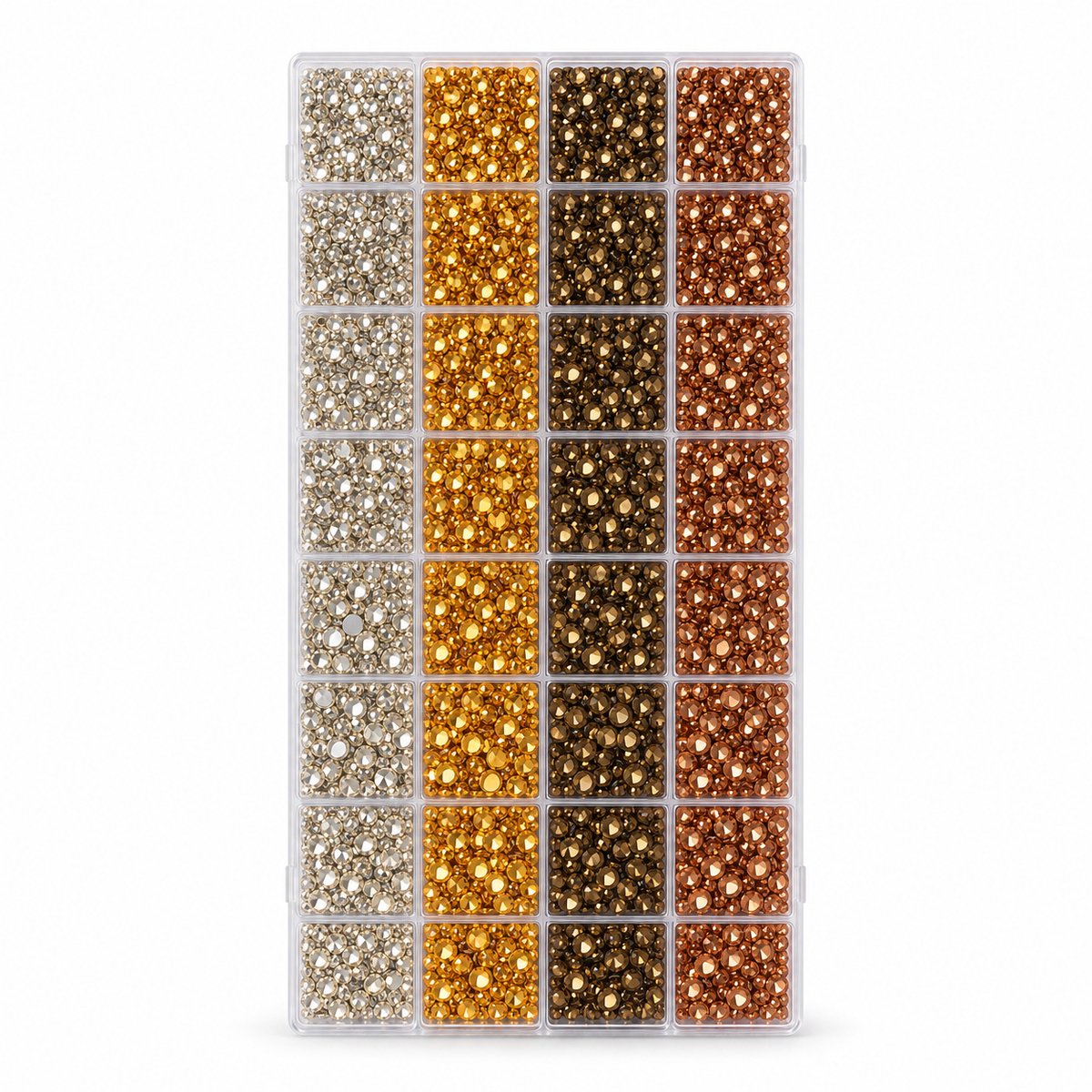Currero Bedazzle Kit - Bedazzling - Plakstenen - Strass Steentjes - DIY Versieren - 32 Vakken - Nagel Decoratie - Met Pincet En Applicator - 3/4/5/6mm - Goud
