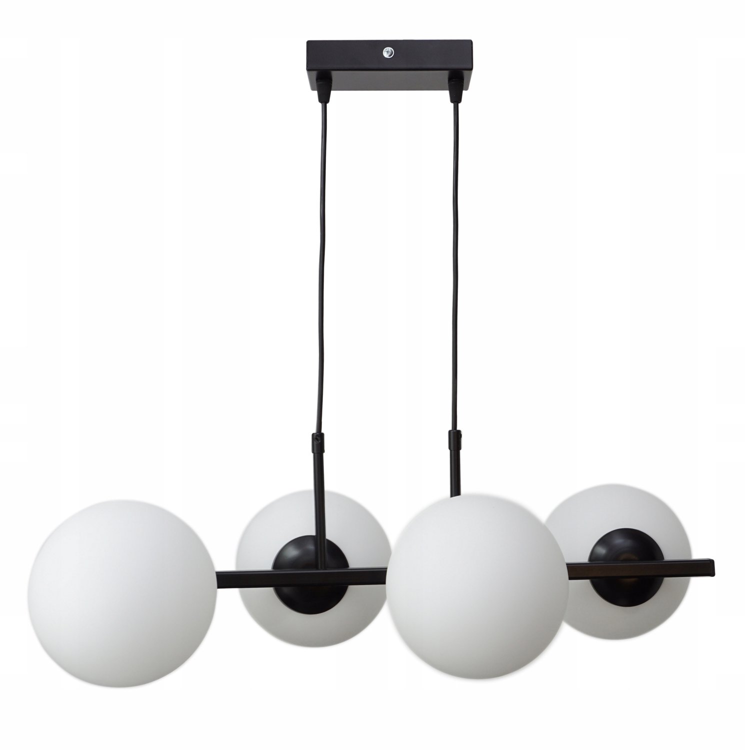 NP4 Hanglamp Zwart met Witte Glazen Bol - 4xE14