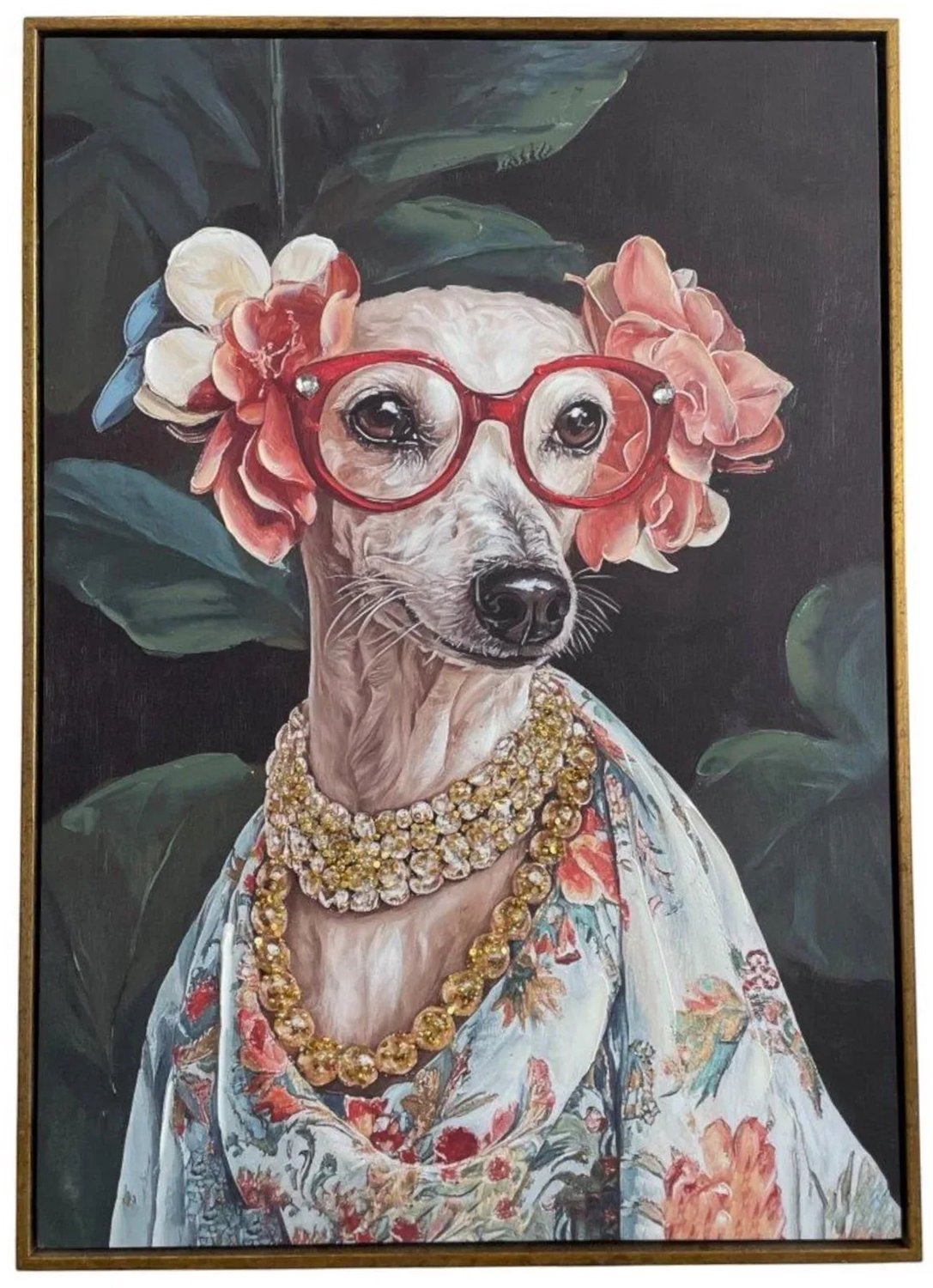 Mansion atmosphere Schilderij Hond met Bril Canvas 50x70 cm
